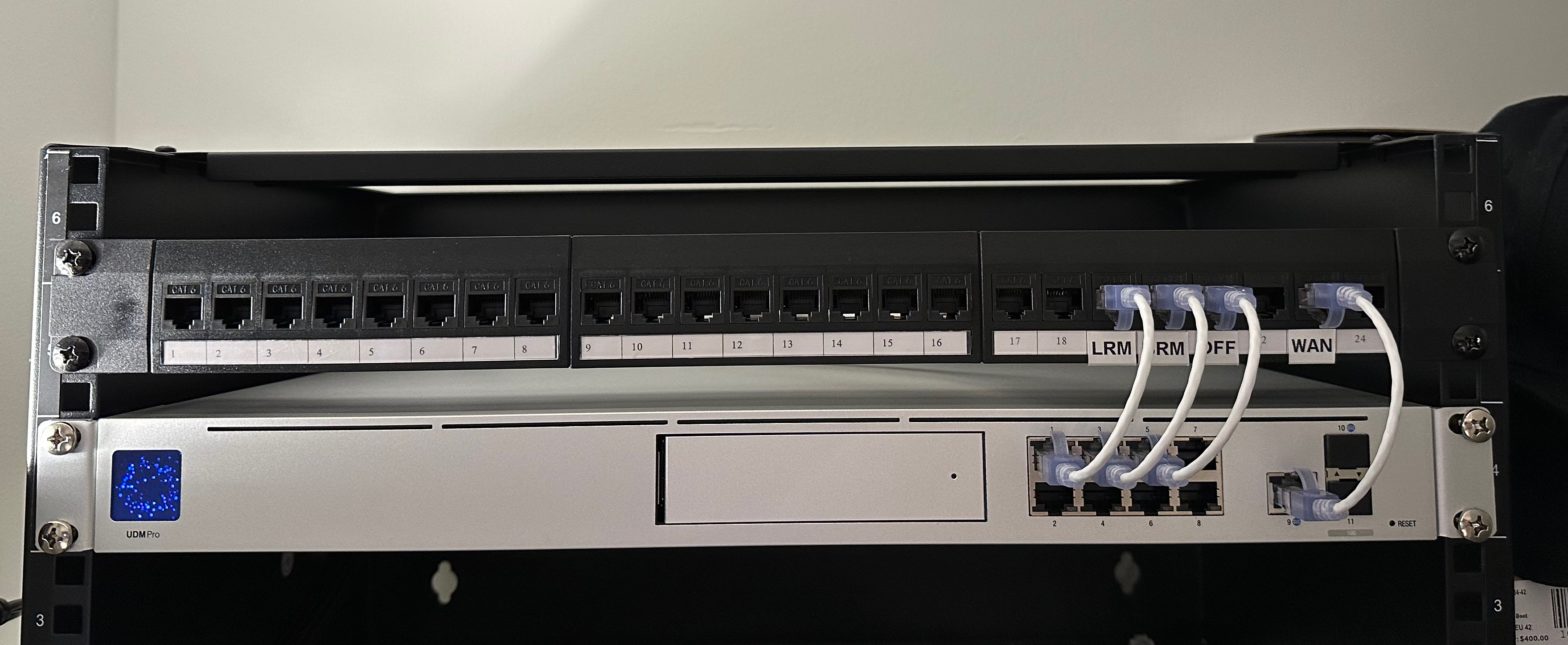 Home network mini rack with patch panel and Ubiquiti Dream Machine Pro